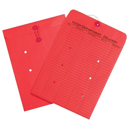 Bsc Preferred 10 x 13'' Red Inter-Department Envelopes, 100PK EN1095